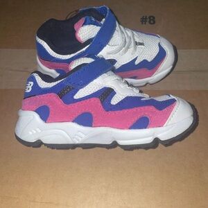 New Balance Kids Sneakers in White, Pink, and Blue
